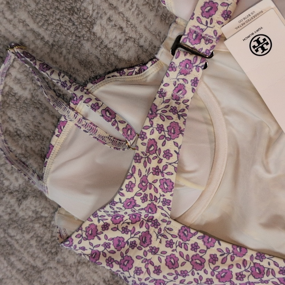 Tory Burch Purple Floral One Piece Swimsuit - Picture 5 of 11